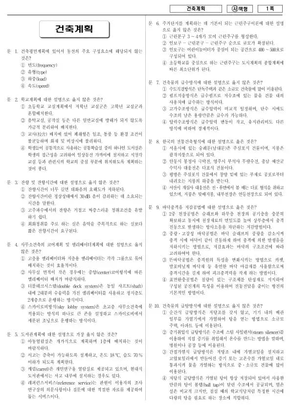2015년 국가공무원 9급 건축계획 (사)
