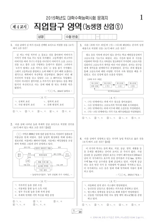 2015학년도 수능 농생명산업1