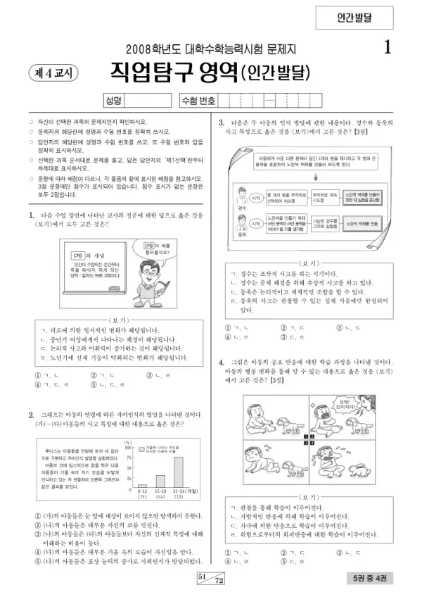2008학년도 수능 인간발달