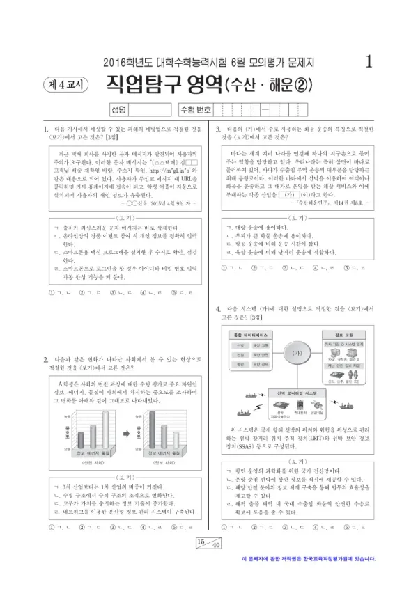 2016학년도 6월 모평(평가원) 수산해운②