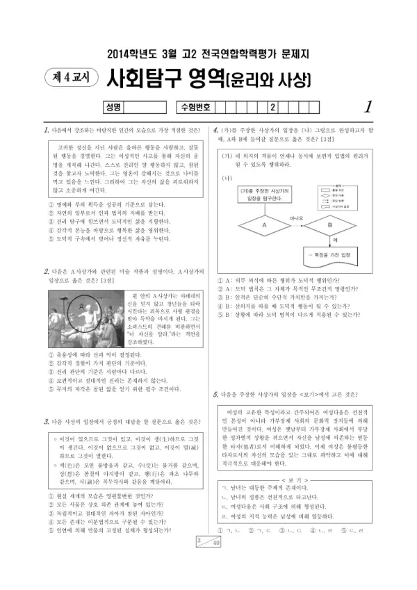 2014년 3월 고2 학평(서울) 윤리와 사상