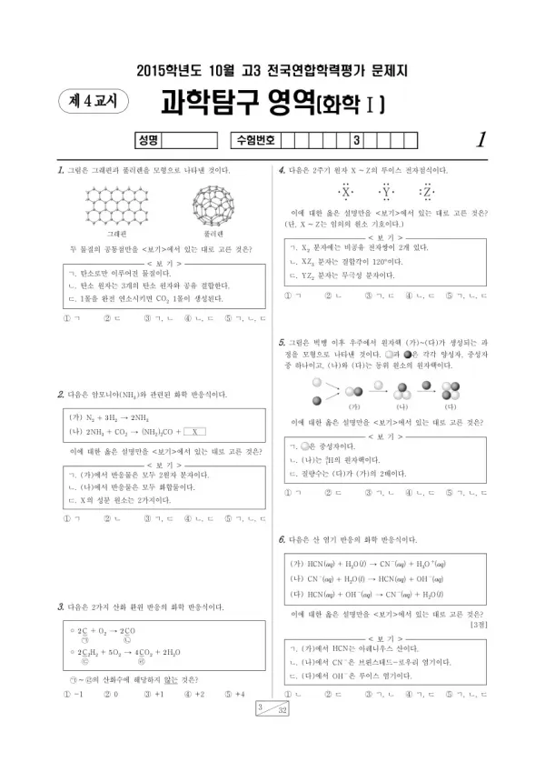 2015년 10월 고3 학평(서울) 화학I