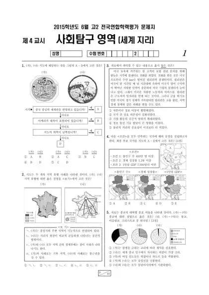 2015년 6월 고2 학평(부산) 세계지리