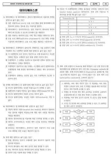 2024년 국가공무원 9급 데이터베이스론 (가)