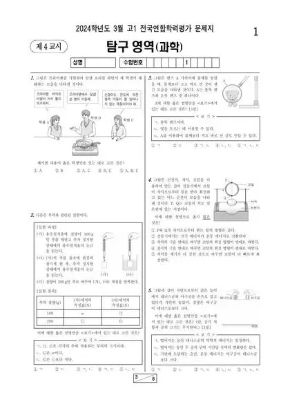 2024년 3월 고1 과학탐구 통합과학