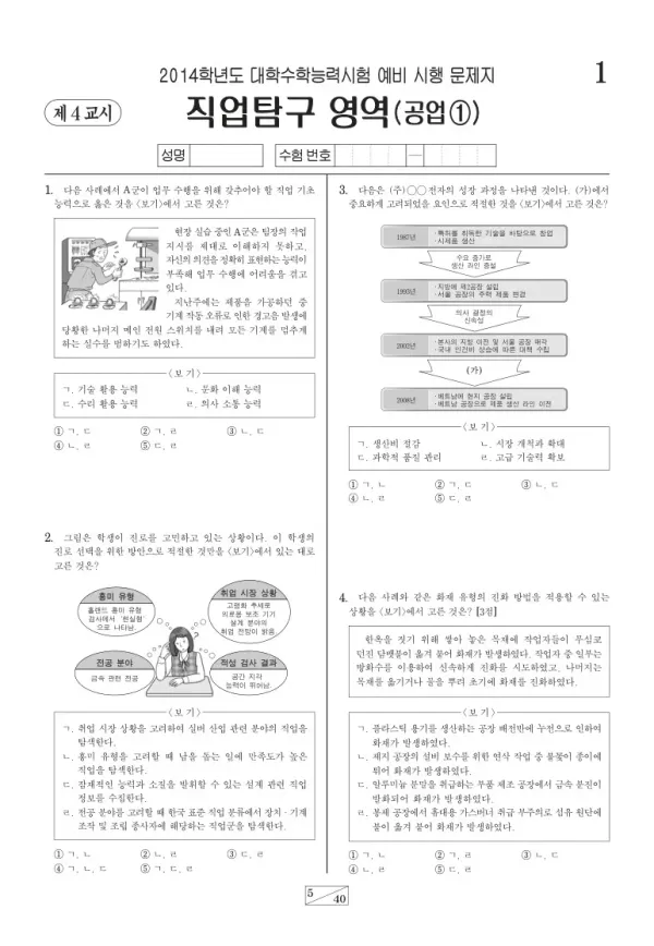 2014학년도 수능 예비시행(평가원) 공업①