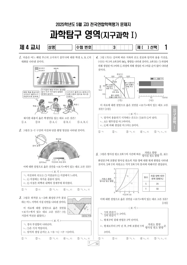2025년 5월 고3 지구과학 I