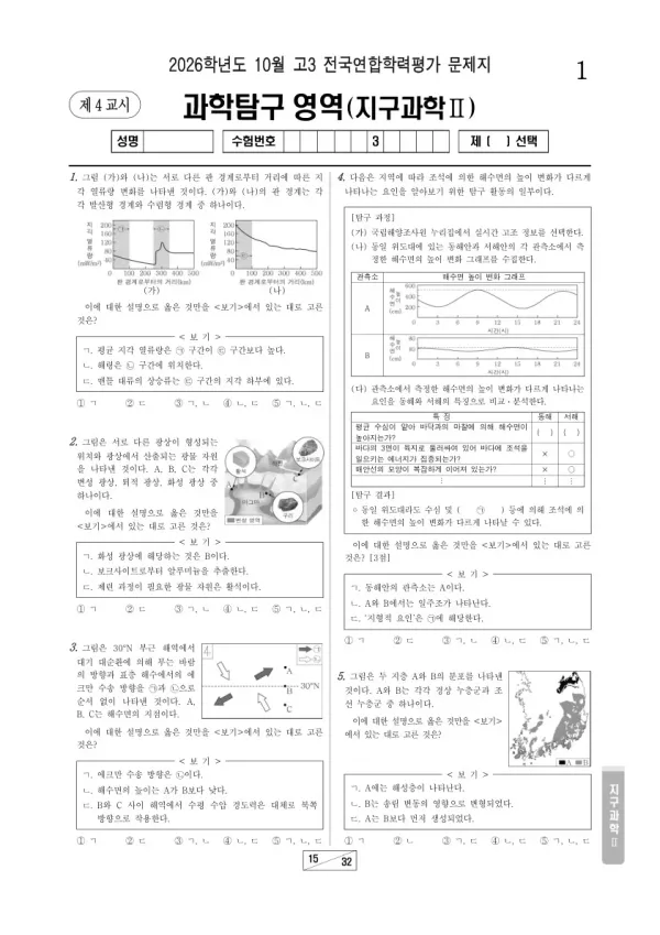 2026년 고3 10월 학평(서울) 지구과학Ⅱ