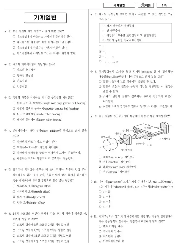 2018년 국가공무원 9급 기계일반 (다)