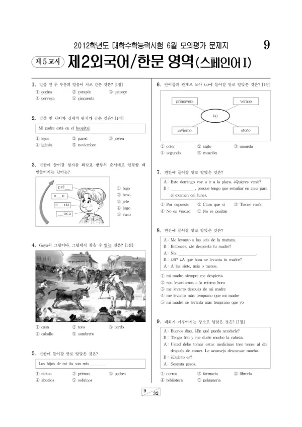 2012학년도 6월 모평(평가원) 스페인어I