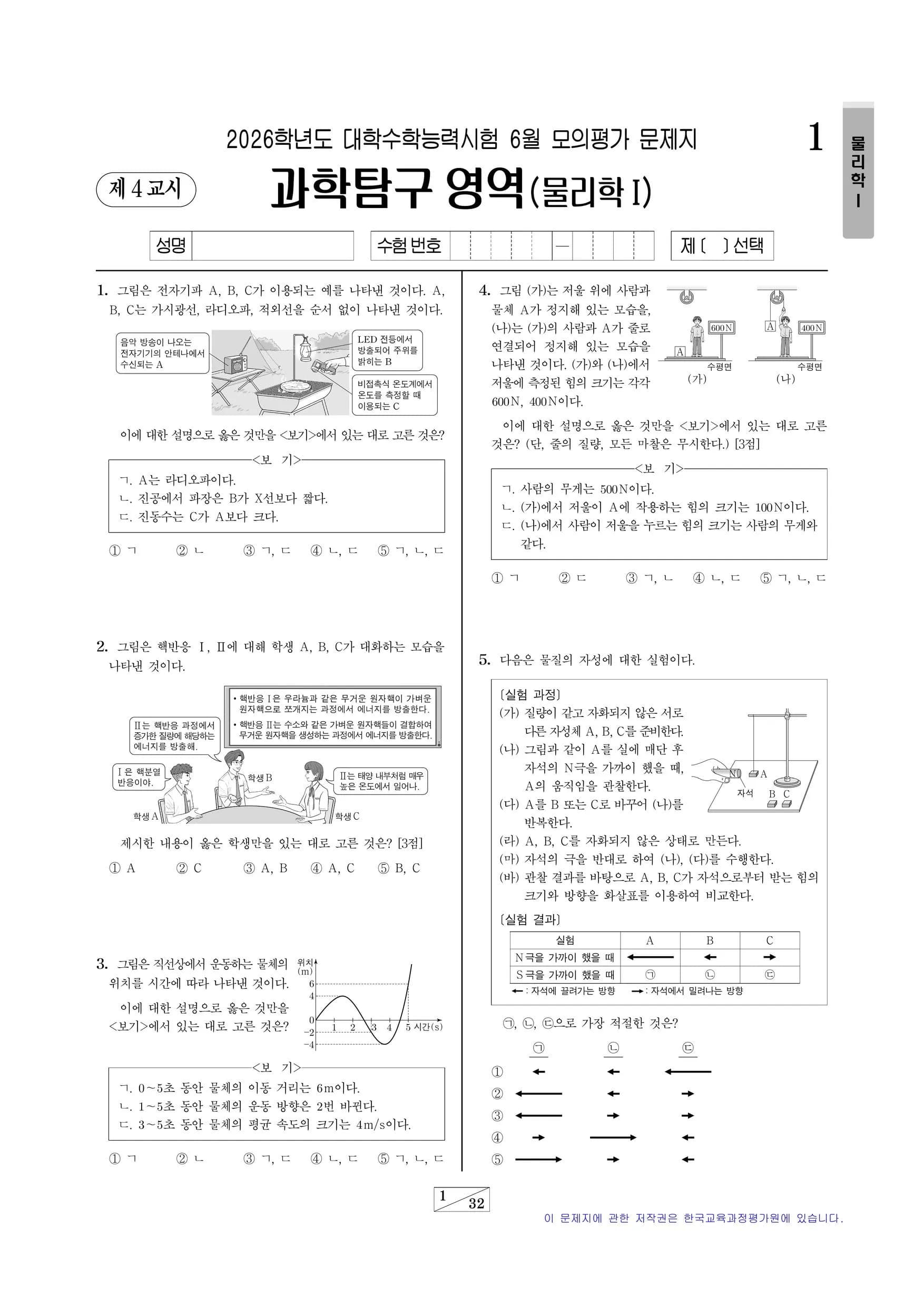 2026년 6월 고3 물리학I 썸네일 이미지