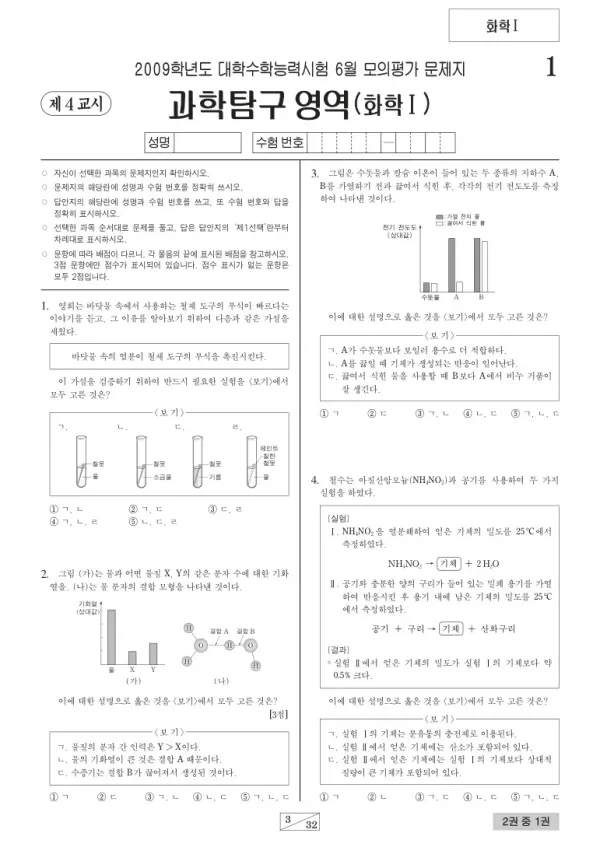 2009학년도 6월 모평(평가원) 화학I