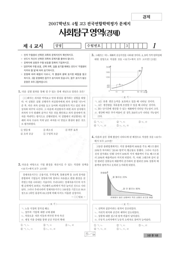 2007년 4월 고3 학평(경기) 경제