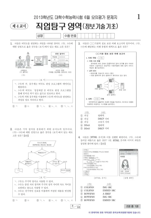2013학년도 6월 모평(평가원) 정보기술기초