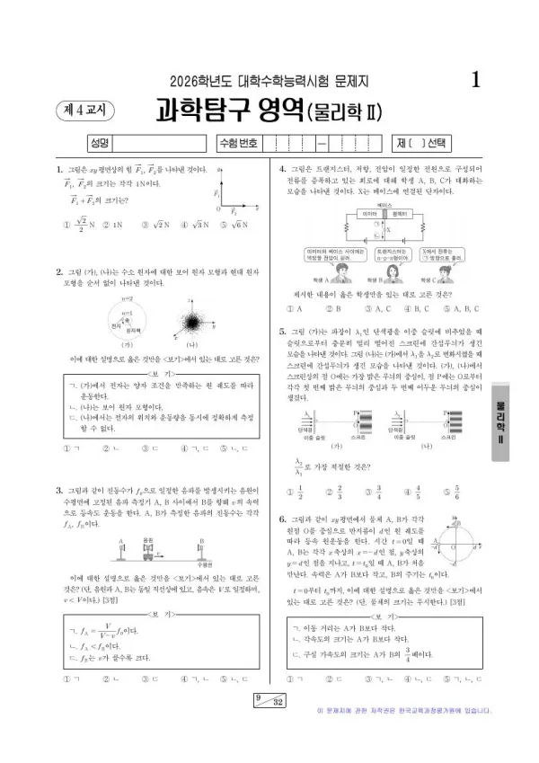 2026학년도 수능 물리학 II