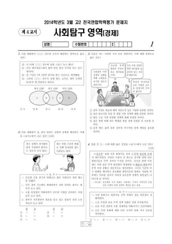 2014년 3월 고2 학평(서울) 경제