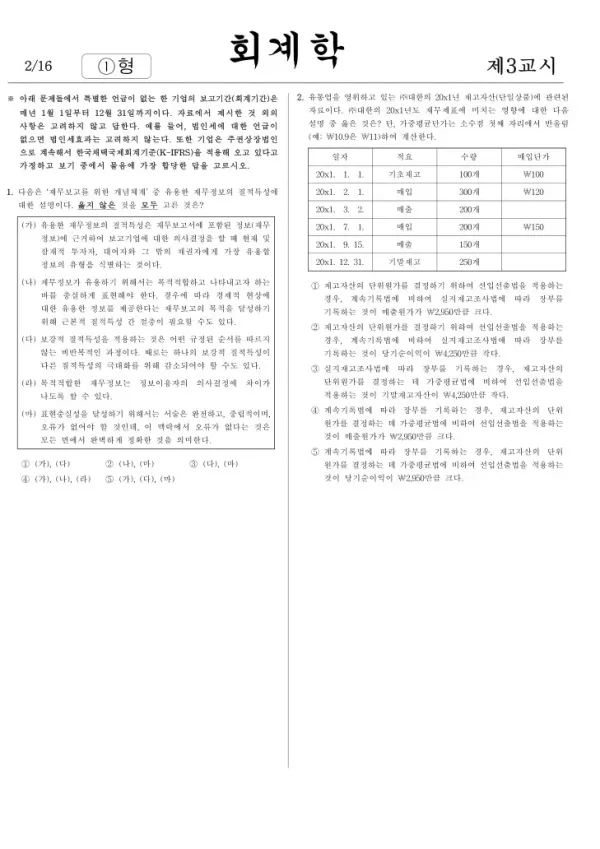 2026년 제61회 공인회계사 1차 회계학