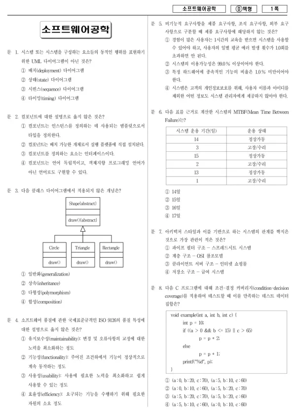 2014년 국가공무원 7급 소프트웨어공학 (D)