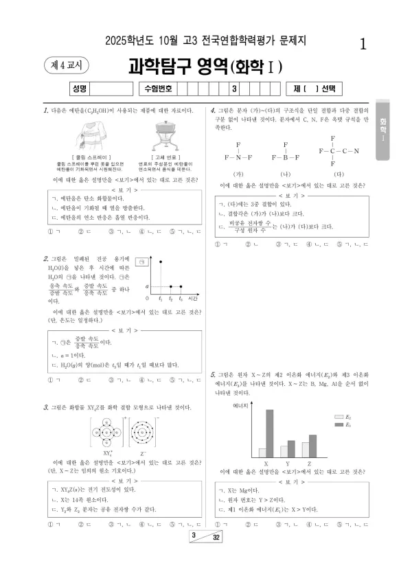 2025년 10월 고3 화학 I