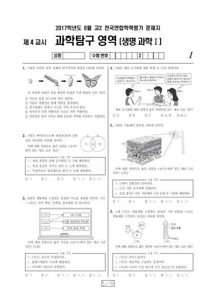 2017년 6월 고2 과학탐구 생명과학 I