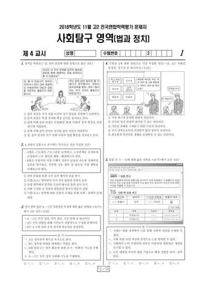 2018년 11월 고2 사회탐구 법과 정치