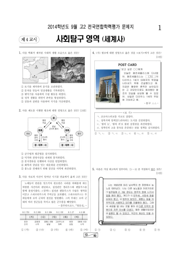 2014년 9월 고2 학평(인천) 세계사
