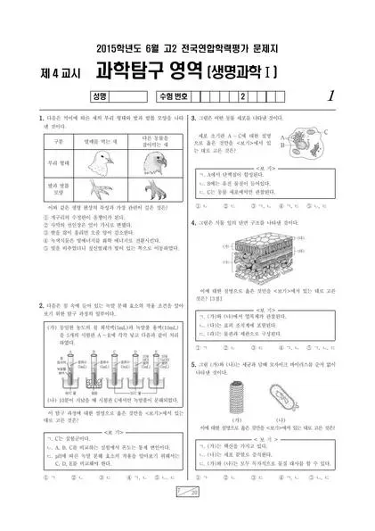 2015년 6월 고2 학평(부산) 생명과학I