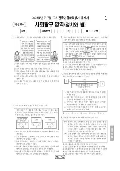 2023년 7월 고3 사회탐구 정치와 법