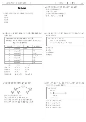 2024년 국가공무원 7급 2차 알고리즘 (나)