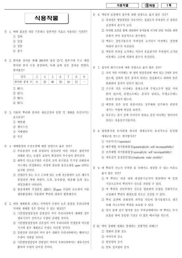 2013년 국가공무원 9급 식용작물 (재)