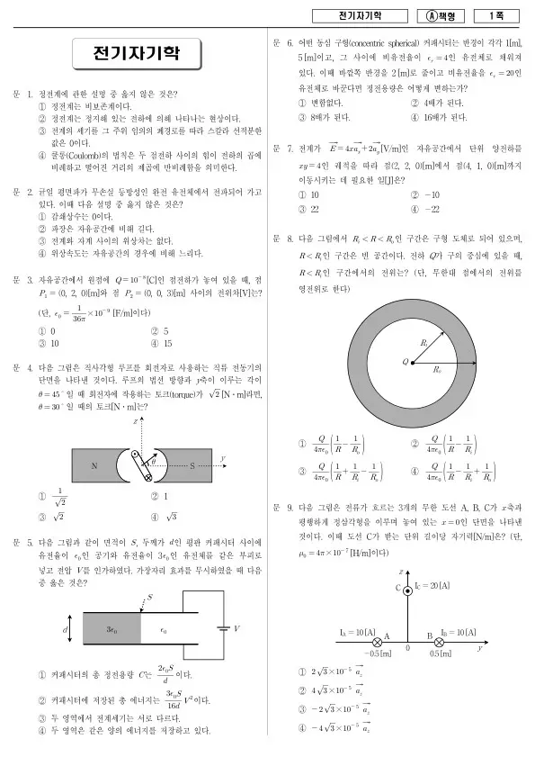 2014년 국가공무원 7급 전기자기학 (A)