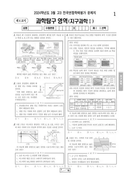 2024년 3월 고3 과학탐구 지구과학 I
