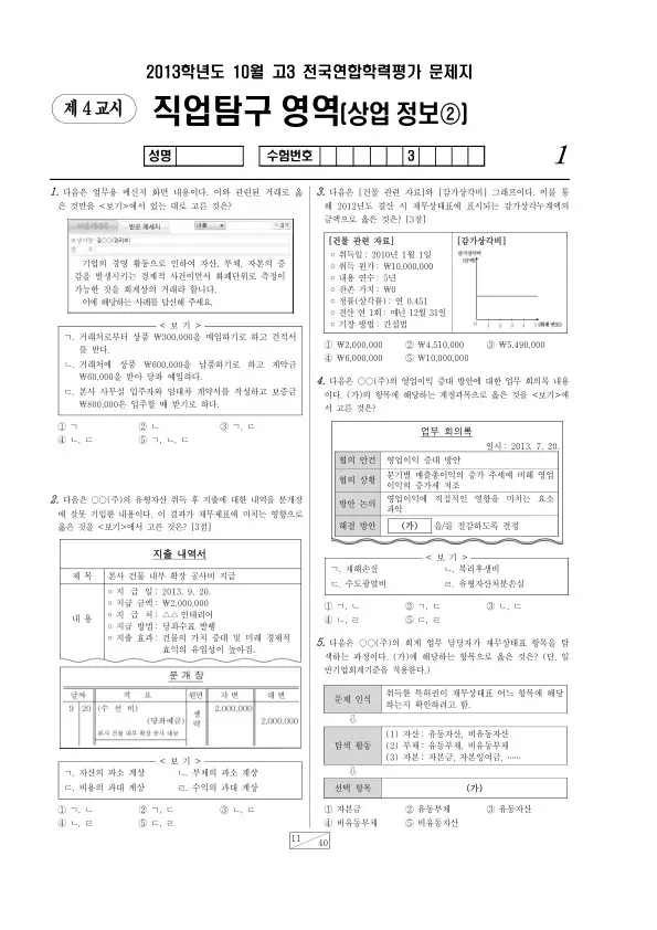 2013년 10월 고3 학평(서울) 상업정보②