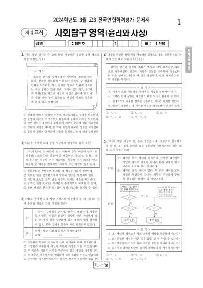 2024년 3월 고3 사회탐구 윤리와 사상 썸네일 이미지