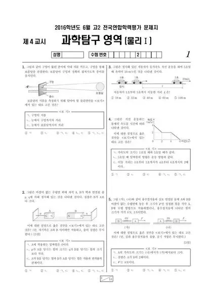 2016년 6월 고2 과학탐구 물리1
