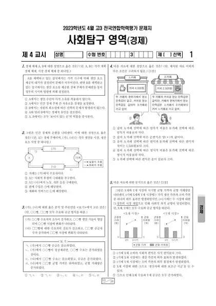 2023년 4월 고3 사회탐구 경제