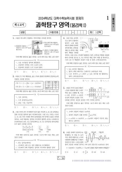 2024년 수능 과학탐구 물리학 I 썸네일 이미지