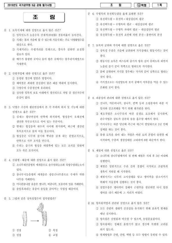 2019년 국가공무원 9급 조림 (나)