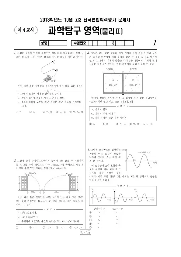 2013년 10월 고3 학평(서울) 물리II