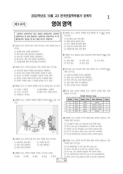 2022년 10월 고3 영어