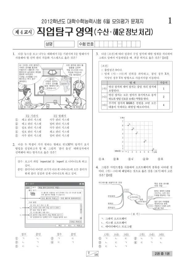 2012학년도 6월 모평(평가원) 수산해운정보처리
