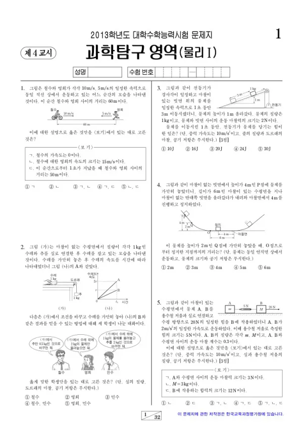 2013학년도 수능 물리I