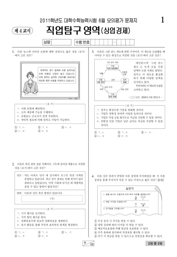2011학년도 6월 모평(평가원) 상업경제