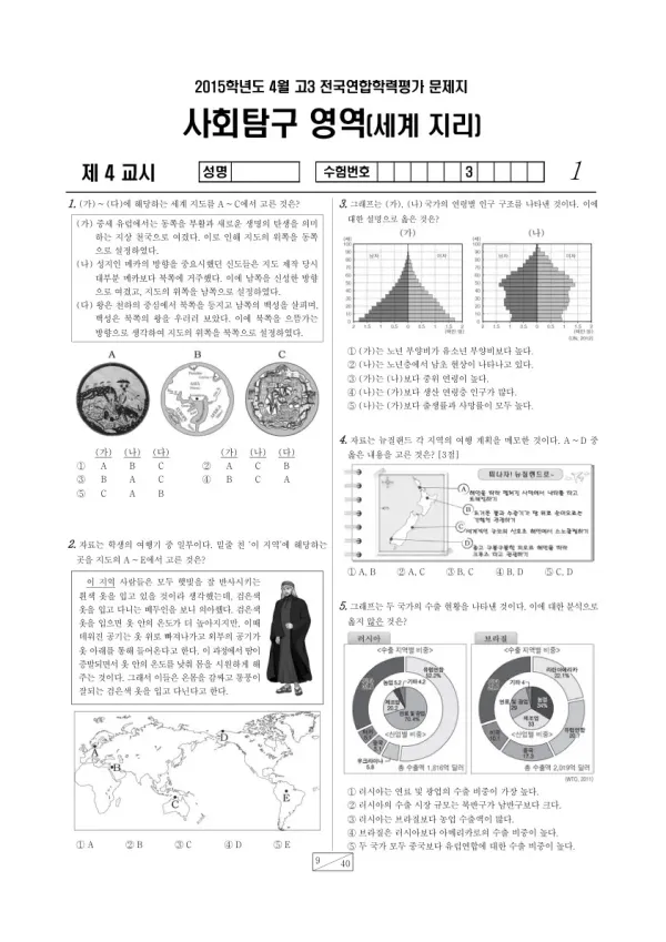 2015년 4월 고3 학평(경기) 세계지리
