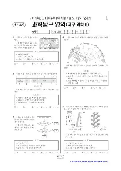 2016년 6월 고3 과학탐구 지구과학 II