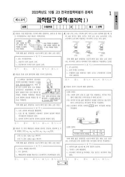 2023년 10월 고3 과학탐구 물리1 썸네일 이미지