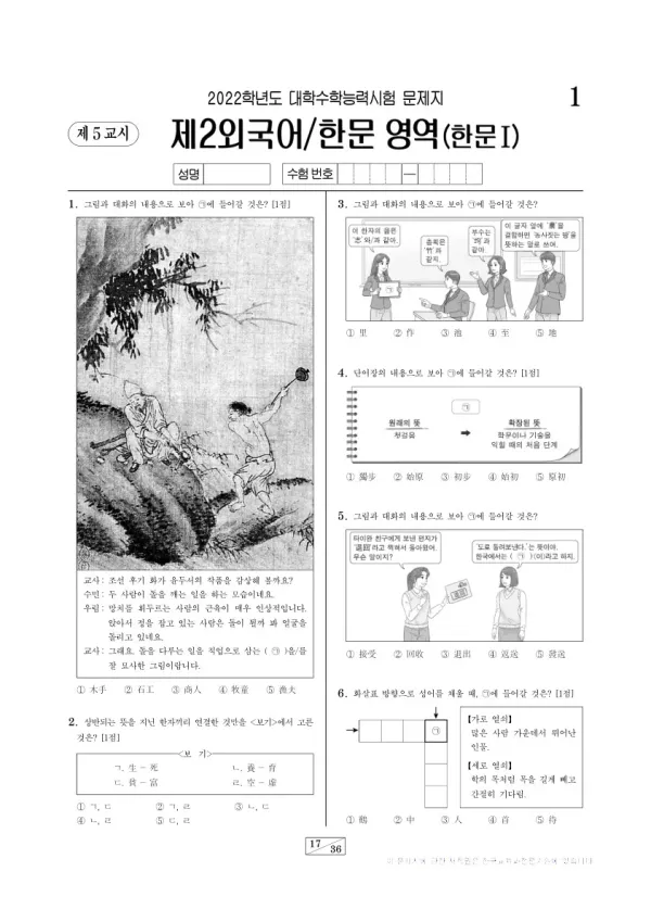 2022학년도 수능 한문I