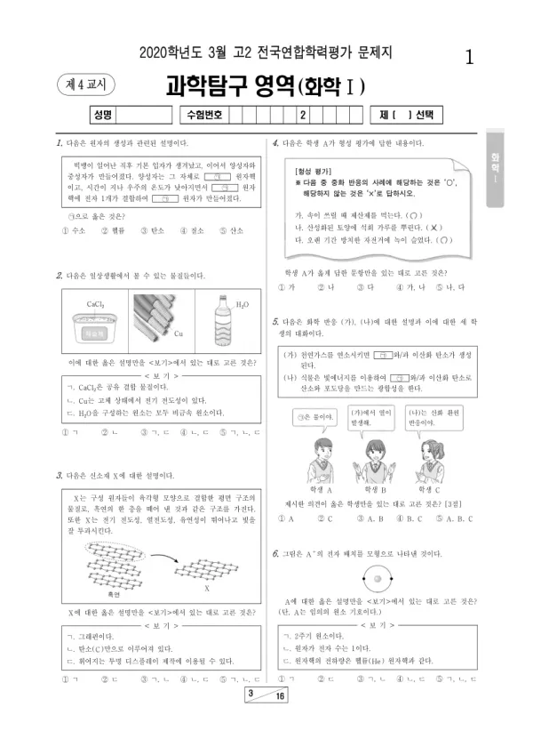 2020년 3월 고2 과학탐구 화학 I