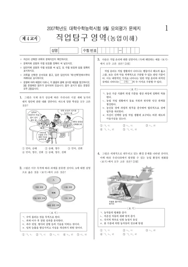 2007학년도 9월 모평(평가원) 농업이해
