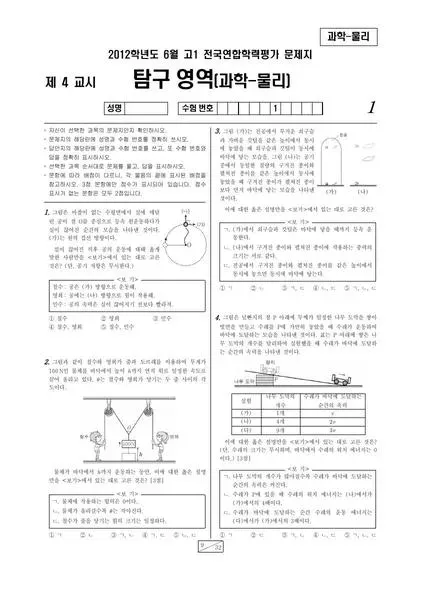 2012년 6월 고1 학평(서울) 물리